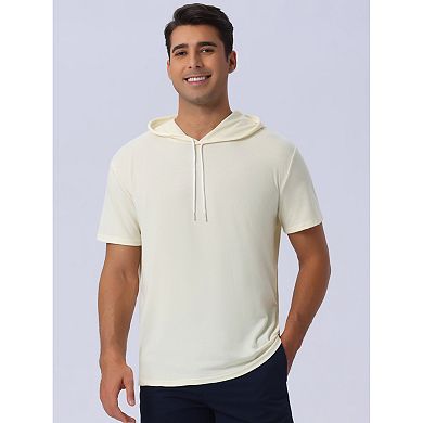 Hoodie T Shirt for Men's Hoodies Short Sleeve Athletic Workout Pullover Drawstring Hooded T-Shirts