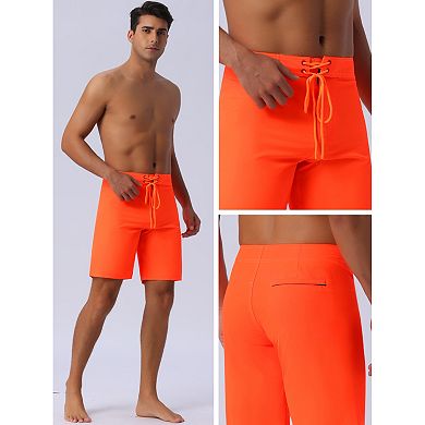 Men's Summer Lightweight Solid Color Drawstring Waist Board Shorts