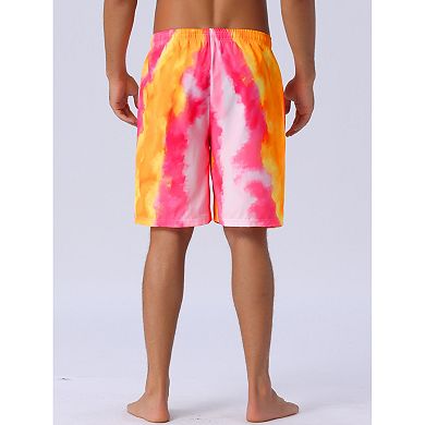 Men's Colorful Tie-dyed Pattern Drawstring Elastic Waist Board Shorts