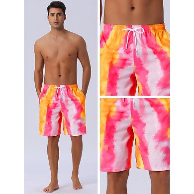 Men's Colorful Tie-dyed Pattern Drawstring Elastic Waist Board Shorts