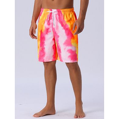 Men's Colorful Tie-dyed Pattern Drawstring Elastic Waist Board Shorts