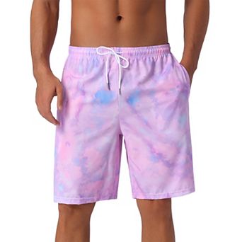 Men's Colorful Tie-dyed Pattern Drawstring Elastic Waist Board Shorts