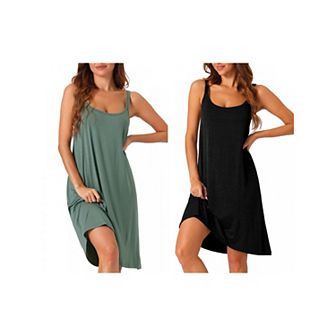 2 pc Women's Nightgown Backless Sleepwear Cross Back Night Dress Plus Size