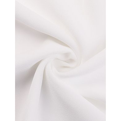 Dressy Casual Top for Women's Office Short Puffy Sleeve Round Neck Work Blouse