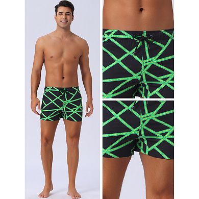 Men's Colorful Geometric Patterns Drawstring Elastic Waist Board Shorts