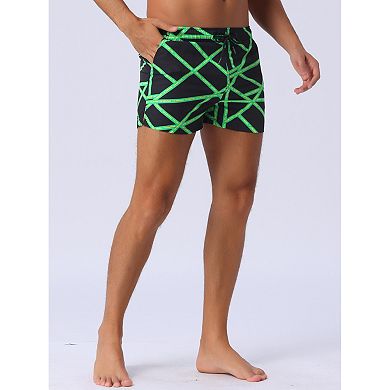 Men's Colorful Geometric Patterns Drawstring Elastic Waist Board Shorts