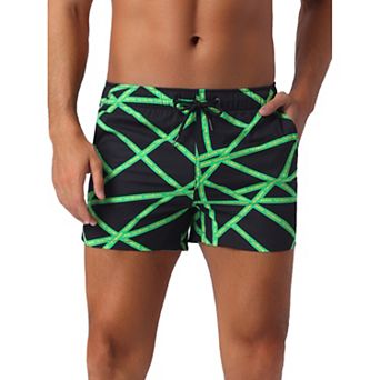 Men's Colorful Geometric Patterns Drawstring Elastic Waist Board Shorts