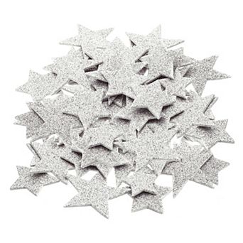 Foam Stickers, 60 pc EVA Self Adhesive Glitters Foam Shape Sticker Craft Supplies Silver Tone Star