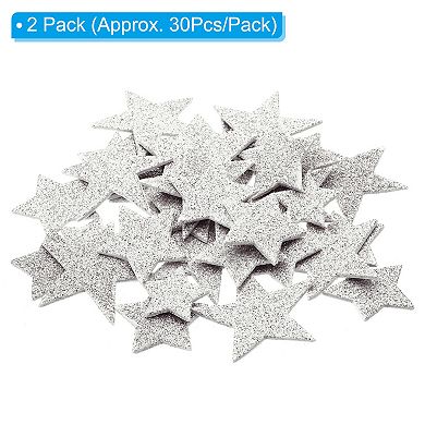 Foam Stickers, 60Pcs EVA Self Adhesive Glitters Foam Shape Sticker Craft Supplies Silver Tone Star