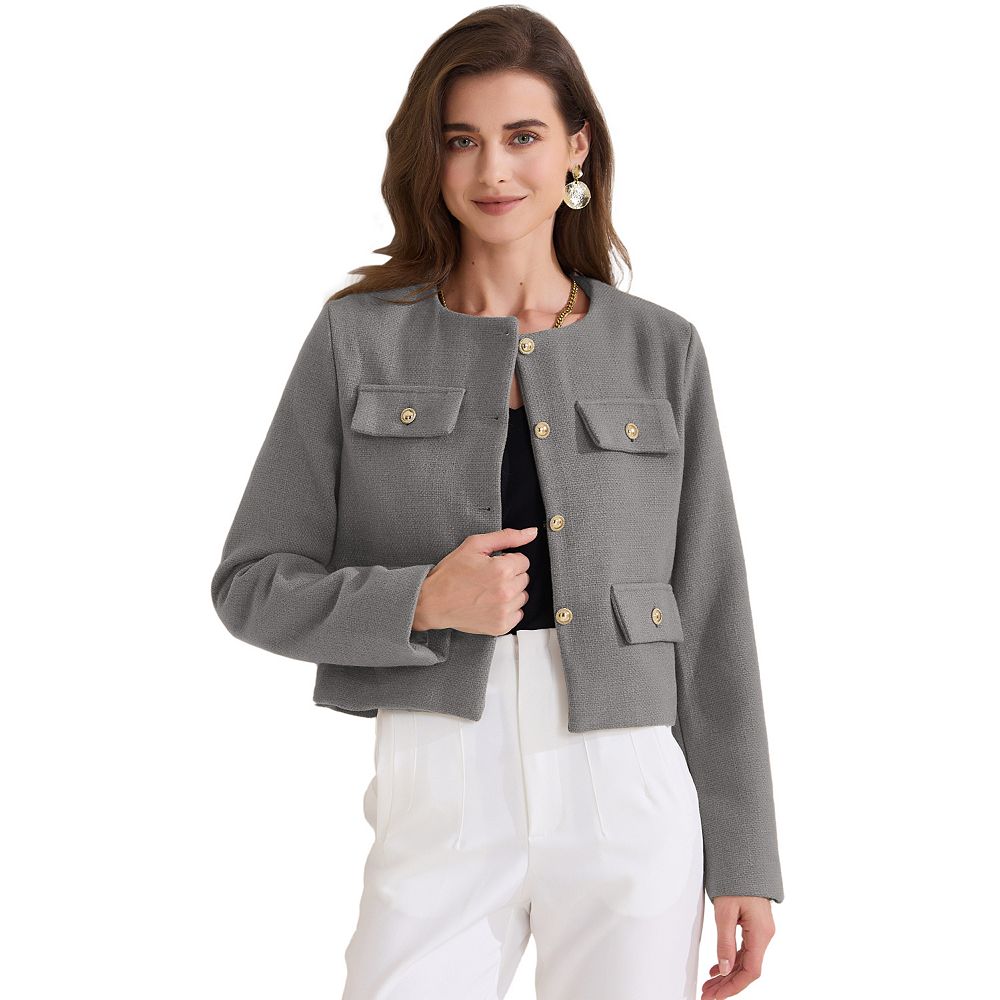 BUTTON DOWN SOLID TWEED JACKET