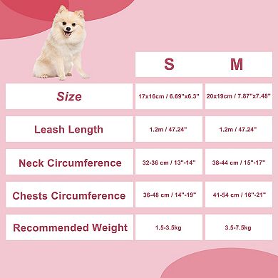 Dog Harness, Cute Dog Collar Harness with Bow, Adjustable Leash Set 1 Set