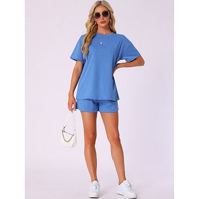 Women's Pajamas Set Half Sleeve Lounge Set Shorts Sleepwear Set 2 Piece Pjs Sets with Pockets