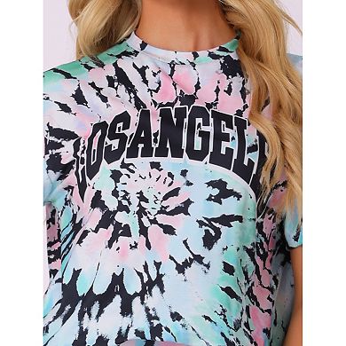 Women's Tie Dye Lounge Set Outfits Biker Shorts Sets Loungewear