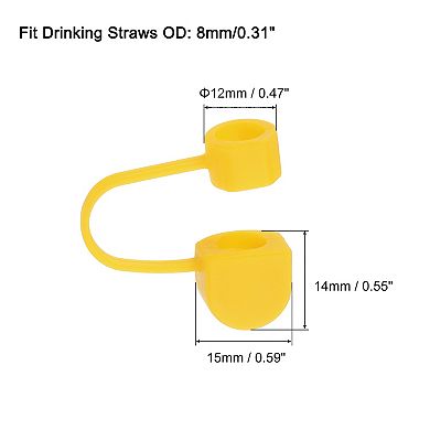 10 Pcs Straw Cover Cap, Silicone Straw Tips Cover Fits 0.31" Drinking Straws