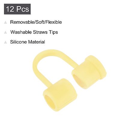 Straw Cover Cap, Silicone Straw Tips Cover Fits 7.5-8mm OD Drinking Straws 12 Pcs