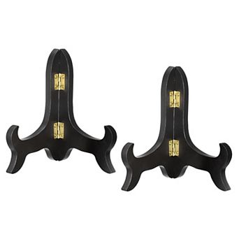 2 pc 5" Easel Plate Holder, Wooden Folding Display Stand for Decorative Picture Frame