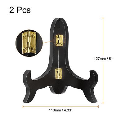 2 Pcs 5" Easel Plate Holder, Wooden Folding Display Stand for Decorative Picture Frame