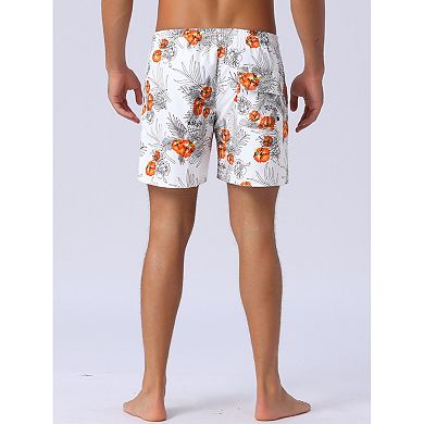 Men's Summer Hawaiian Pattern Drawstring Elastic Waist Mesh Lining Board Shorts