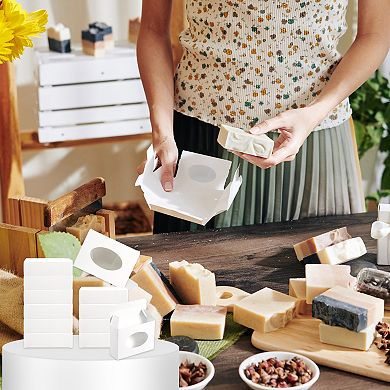 Paper Soap Box with Window, 20 Pack Homemade Soap Boxes Square Presents Packaging Boxes