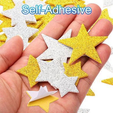 Foam Stickers, 60Pcs EVA Self Adhesive Glitters Foam Shape Sticker Craft Supplies Pentagram