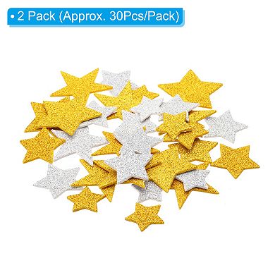 Foam Stickers, 60Pcs EVA Self Adhesive Glitters Foam Shape Sticker Craft Supplies Pentagram