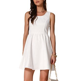 Summer Mini Dress for Women's Sleeveless Back Bow Tank Dress Flowy Skater Casual Party Dresses