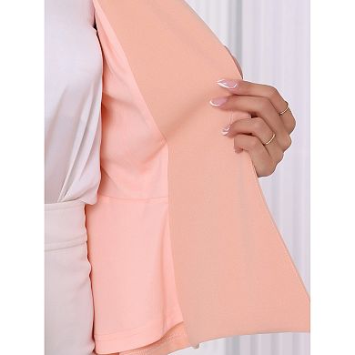 Work Office Blazer for Women's Stand Collar Long Sleeve Single Button Peplum Business Blazers