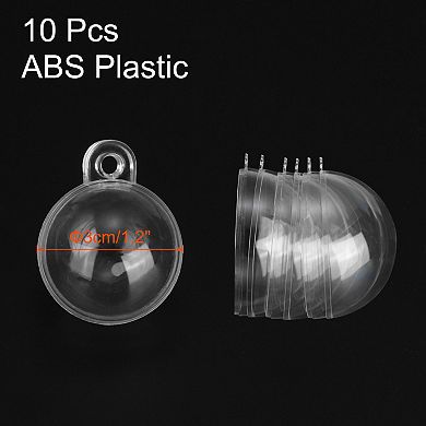 10 Pcs Clear Fillable Balls Ornament, 1.2 Inch Hanging Plastic Balls Transparent Decor Balls