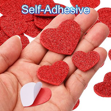 Foam Stickers, 60Pcs EVA Self Adhesive Glitters Foam Shape Sticker Craft Supplies Red Heart