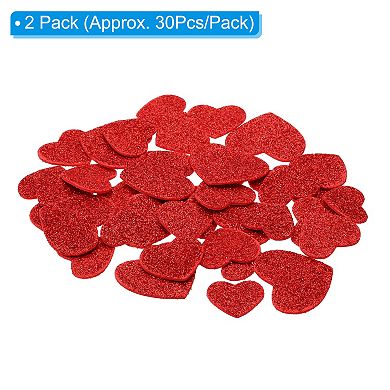 Foam Stickers, 60Pcs EVA Self Adhesive Glitters Foam Shape Sticker Craft Supplies Red Heart