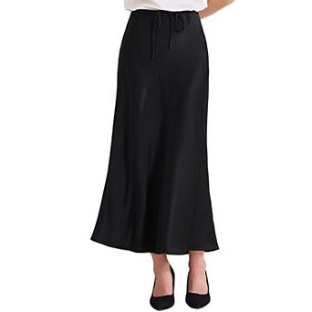 Women's Satin Maxi Skirt High Waist Drawstring Cocktail Wedding Skirts