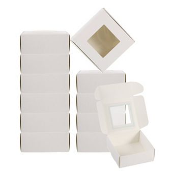 3.5"x3.5"x1.5" Paper Soap Box with Window, 30 Pack Homemade Soap Boxes White