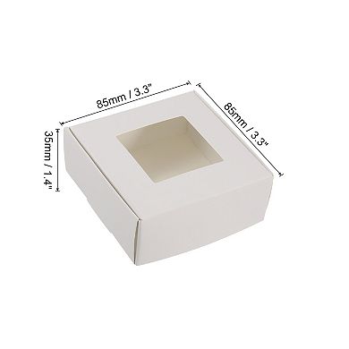 3.5"x3.5"x1.5" Paper Soap Box with Window, 30 Pack Homemade Soap Boxes White