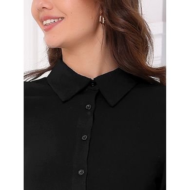 Summer Button Down Shirt for Women's Causal Short Sleeve Turn Down Collar Casual Work Blouse Top