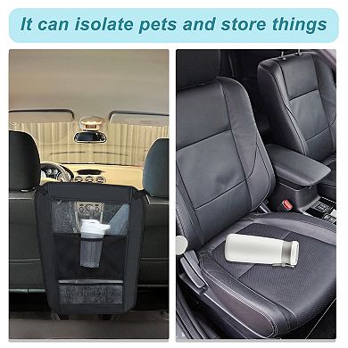 Dog Car Net Barrier, Secure Dog Car Barrier Behind Front Seat, Mesh Separator for Dogs Black