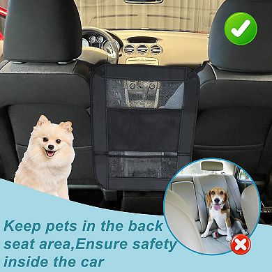 Dog Car Net Barrier, Secure Dog Car Barrier Behind Front Seat, Mesh Separator for Dogs Black
