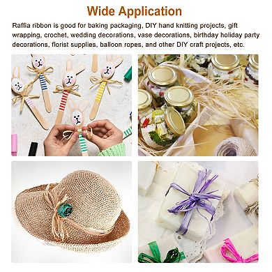 Raffia Paper Craft Ribbon, 1/4 Inch 218 Yards Raffia Twine String Packing Paper Twine