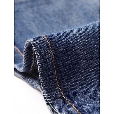 Denim Vest for Women's Sleeveless Collared V Neck Button Down Waistcoat Corset Bustier Jean Jacket