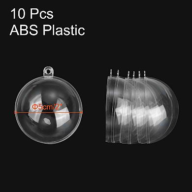 10 Pcs Clear Fillable Balls Ornament, 2 Inch Hanging Plastic Balls Transparent Decor Balls