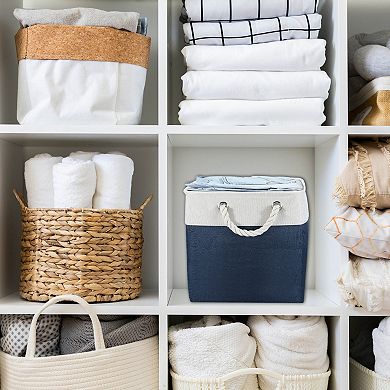 Storage Baskets Fabric Collapsible Cube Baskets with Handles for Organizing Cloth, Storage Baskets