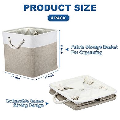 Storage Baskets Fabric Collapsible Cube Baskets with Handles for Organizing Cloth, Storage Baskets