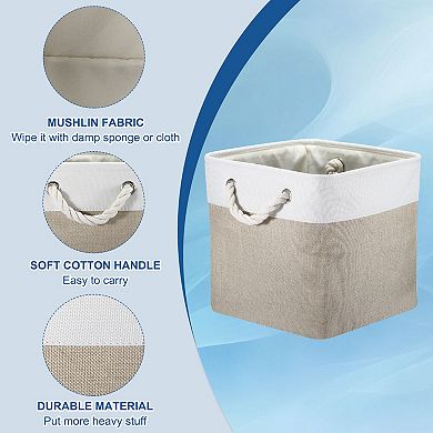 Storage Baskets Fabric Collapsible Cube Baskets with Handles for Organizing Cloth, Storage Baskets