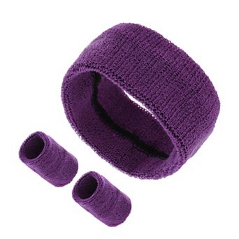 Soft Headband with Wristband Solid Color Headband for Sport 1 Set
