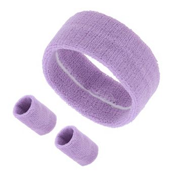 Soft Headband with Wristband Solid Color Headband for Sport 1 Set
