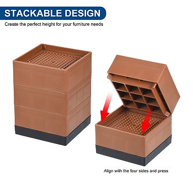 Bed Risers 4 Pcs, 1.5 Inch Furniture Risers Square Adjustable Couch Riser with Non-Slip Mat