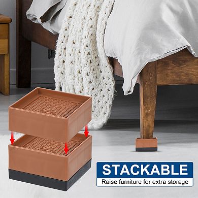 Bed Risers 4 Pcs, 1.5 Inch Furniture Risers Square Adjustable Couch Riser with Non-Slip Mat
