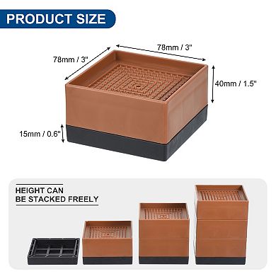 Bed Risers 4 Pcs, 1.5 Inch Furniture Risers Square Adjustable Couch Riser with Non-Slip Mat