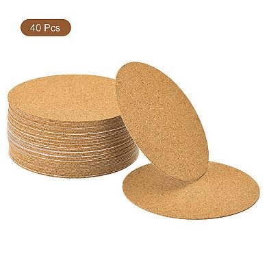 40 Pcs Self-Adhesive Cork Round, Cork Tiles Backing Sheets Cork Coasters for DIY Crafts