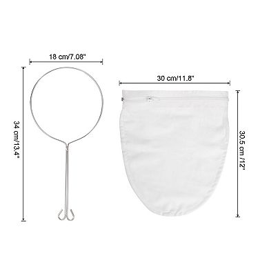 Mesh Strainer Bag, Cloth Mesh Filter Bags with Reinforced Frame and Sturdy Handle, Nut Milk Bags