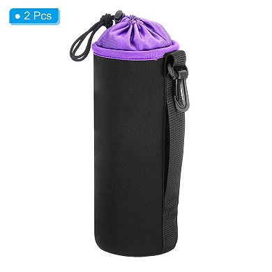 Camera Lens Bag, 2Pcs Drawstring Lens Pouch with Thick Protective Neoprene, Lens Case